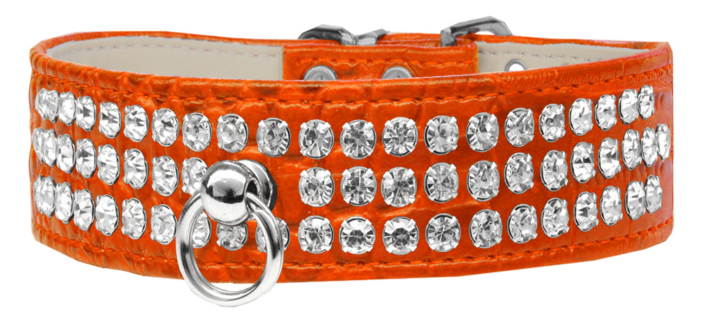Style #73 Rhinestone Designer Croc Dog Collar Orange Size 12